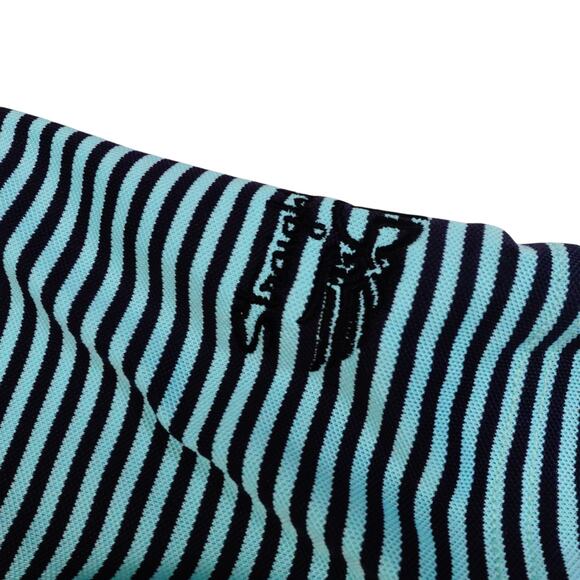 Straight Down Performance Mens Green Striped EMBROIDERED Golf Polo Shirt Small - Picture 4 of 7